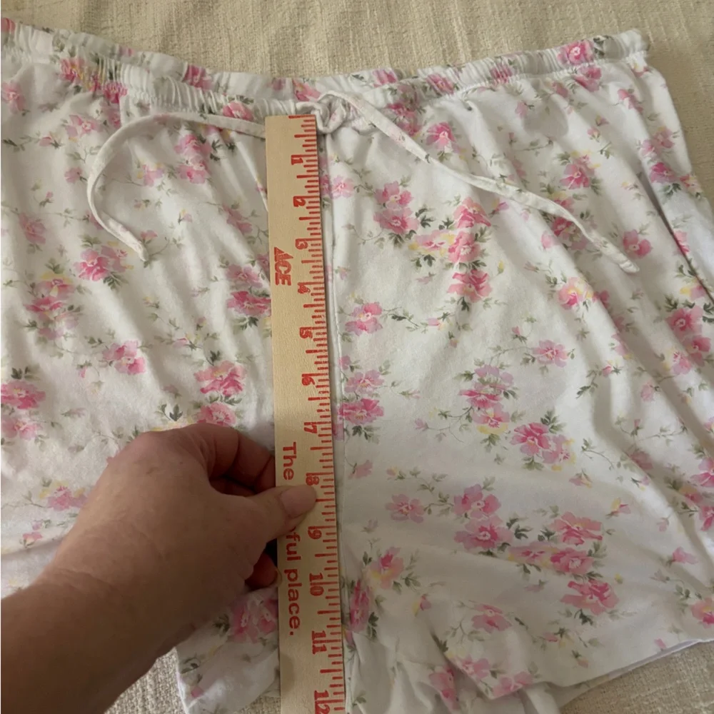 Lauren Ralph Lauren Ivory & Pink Floral Pajama Set Women’s XL Knit Button Up - Picture 8 of 13